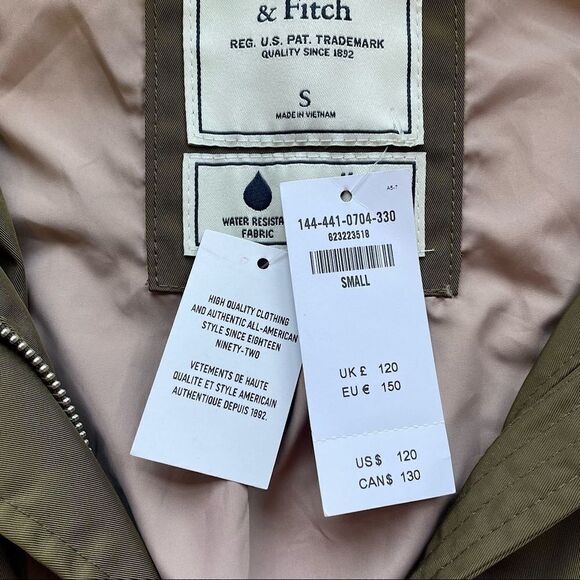 NWT Abercrombie & Fitch Green Water and Wind Resistant Heavy Jacket - Picture 6 of 14